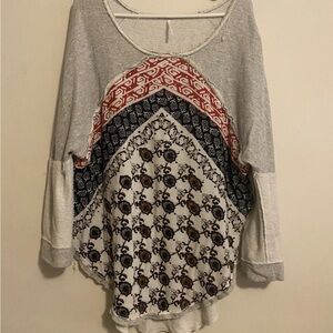 Free People Multicolor Patchwork Sweatshirt